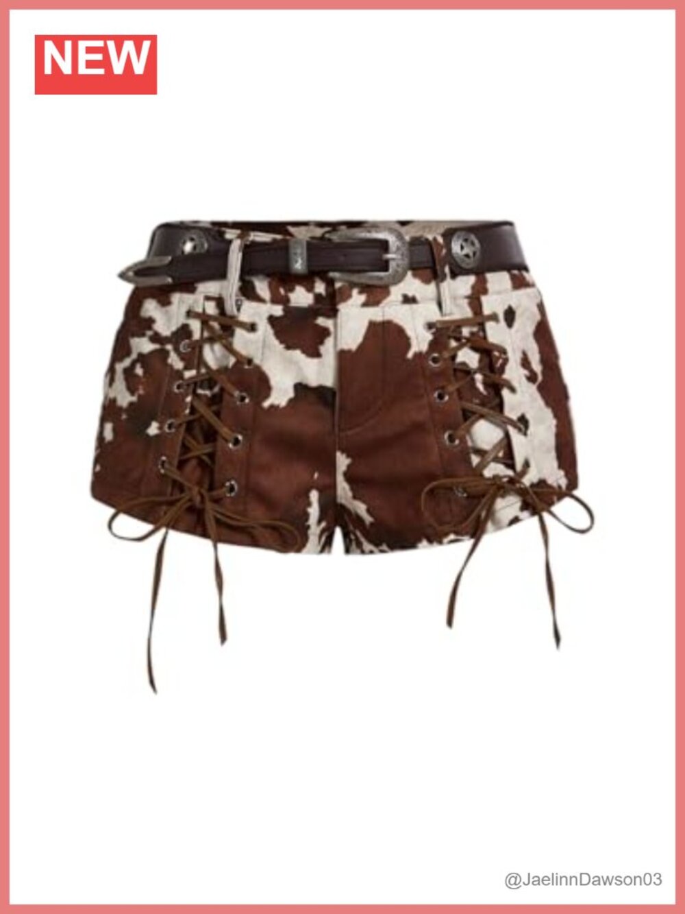 Faux Suede Lace Up Mini Shorts with Belt Low Rise Y2K Cowgirl